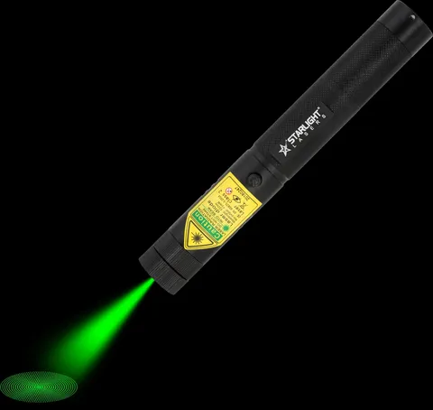 Starlight G1 Pro groene laserpen met laserstraal en lichtvlek in het donker