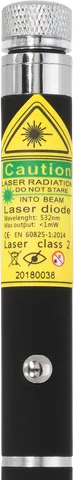 Starlight X2 groene laserpen – close-up van het waarschuwingslabel met de laserklasse