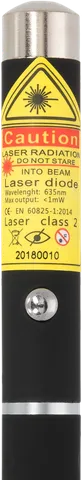 Starlight M1 rode laserpen – close-up van het waarschuwingslabel met de laserklasse