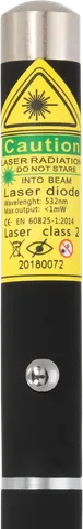 Starlight X1 groene laserpen – close-up van het waarschuwingslabel met de laserklasse